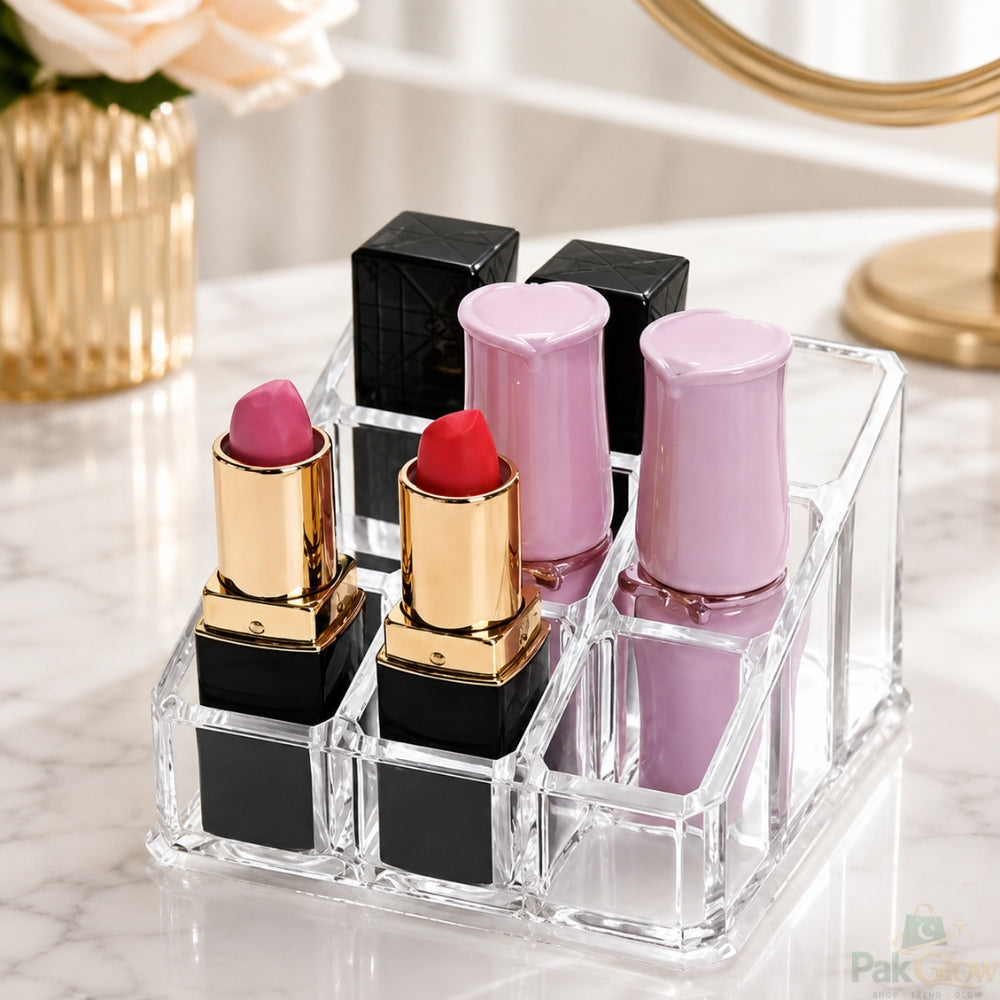 Premium Acrylic Lipstick Organizer – 9 Slot Makeup Storage
