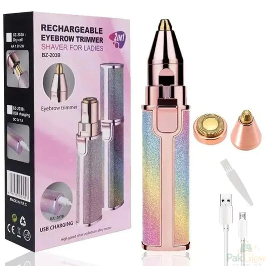 2-in-1 Rechargeable Eyebrow Trimmer – Facial Hair Remover