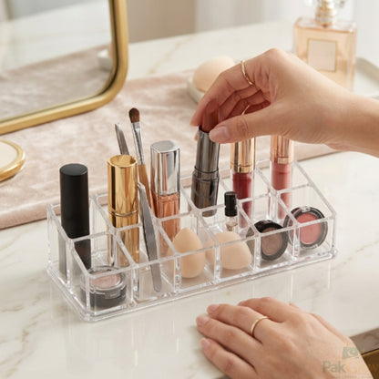 Transparent Acrylic Lipstick Organizer – Multi-Slot Vanity Storage