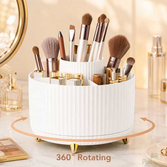 360° Rotating Makeup Organizer – Reusable Multi Compartment Vanity Storage