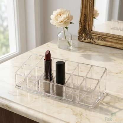 Transparent Acrylic Lipstick Organizer – Multi-Slot Vanity Storage
