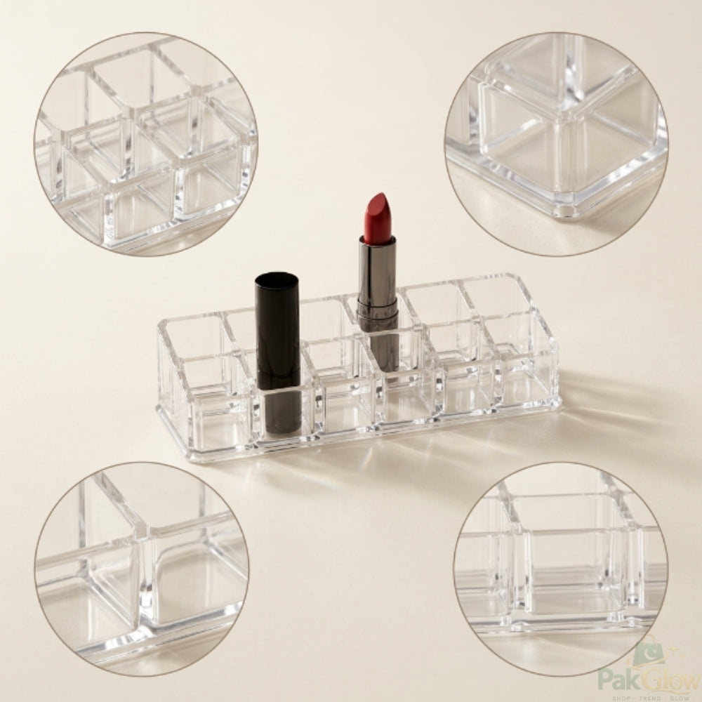 Transparent Acrylic Lipstick Organizer – Multi-Slot Vanity Storage