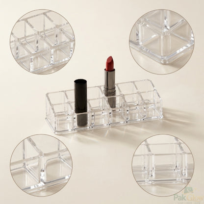 Transparent Acrylic Lipstick Organizer – Multi-Slot Vanity Storage