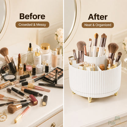 360° Rotating Makeup Organizer – Reusable Multi Compartment Vanity Storage