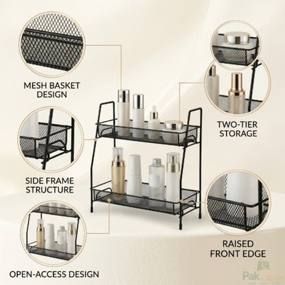 2-Tier Metal Makeup Organizer – Stylish Beauty Storage