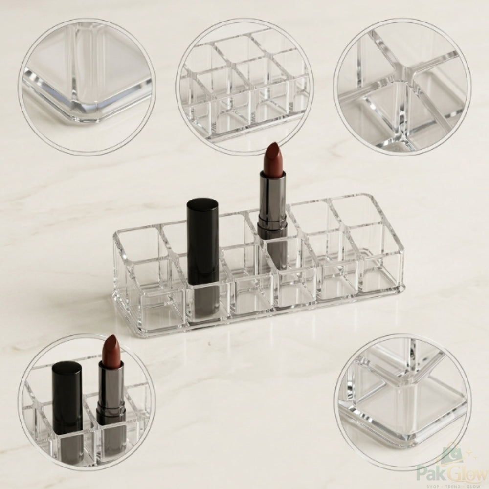 Transparent Acrylic Lipstick Organizer – Multi-Slot Vanity Storage