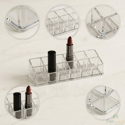 Transparent Acrylic Lipstick Organizer – Multi-Slot Vanity Storage