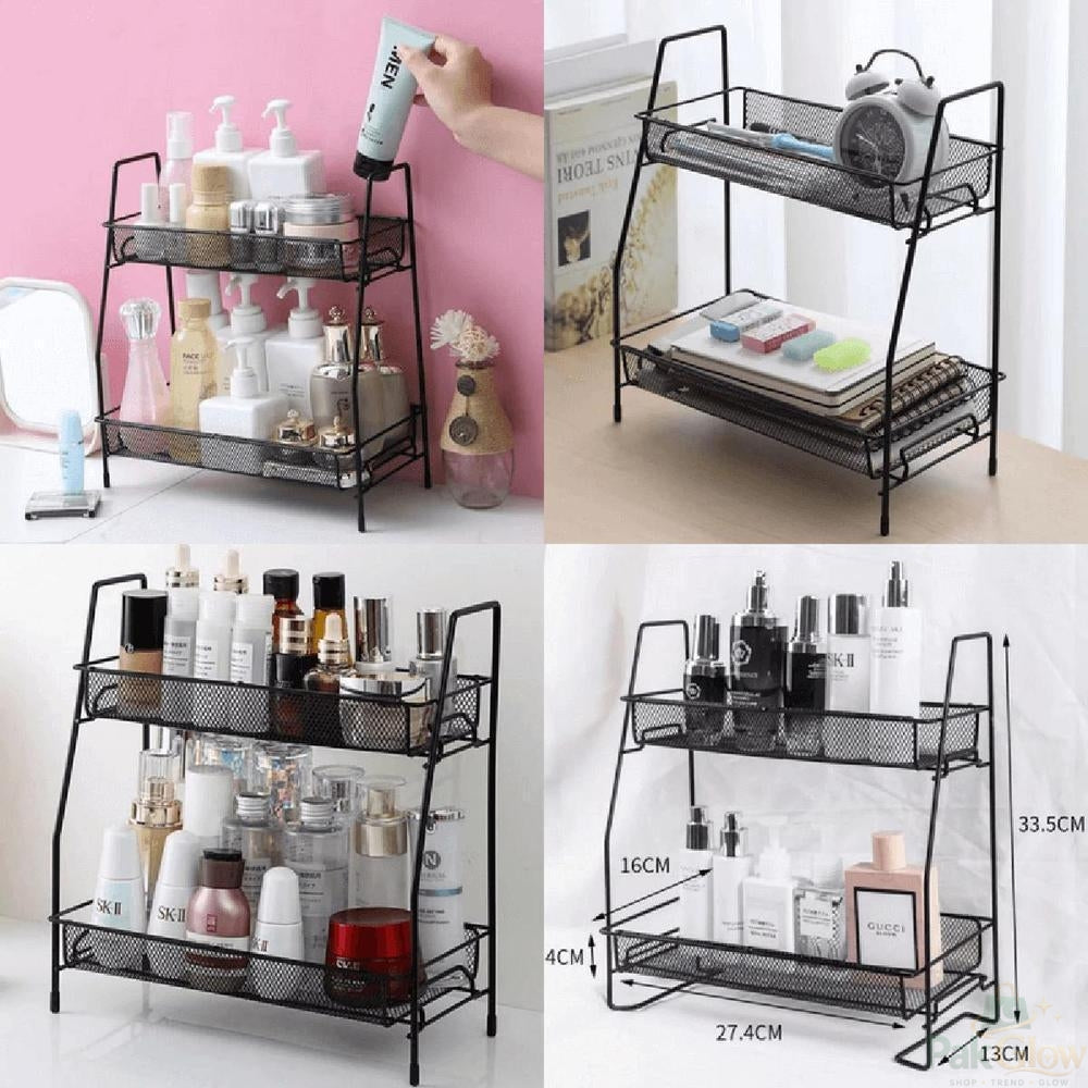 2-Tier Metal Makeup Organizer – Stylish Beauty Storage