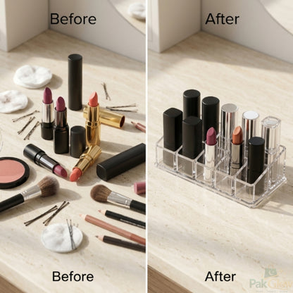 Transparent Acrylic Lipstick Organizer – Multi-Slot Vanity Storage
