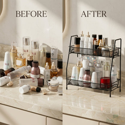 2-Tier Metal Makeup Organizer – Stylish Beauty Storage